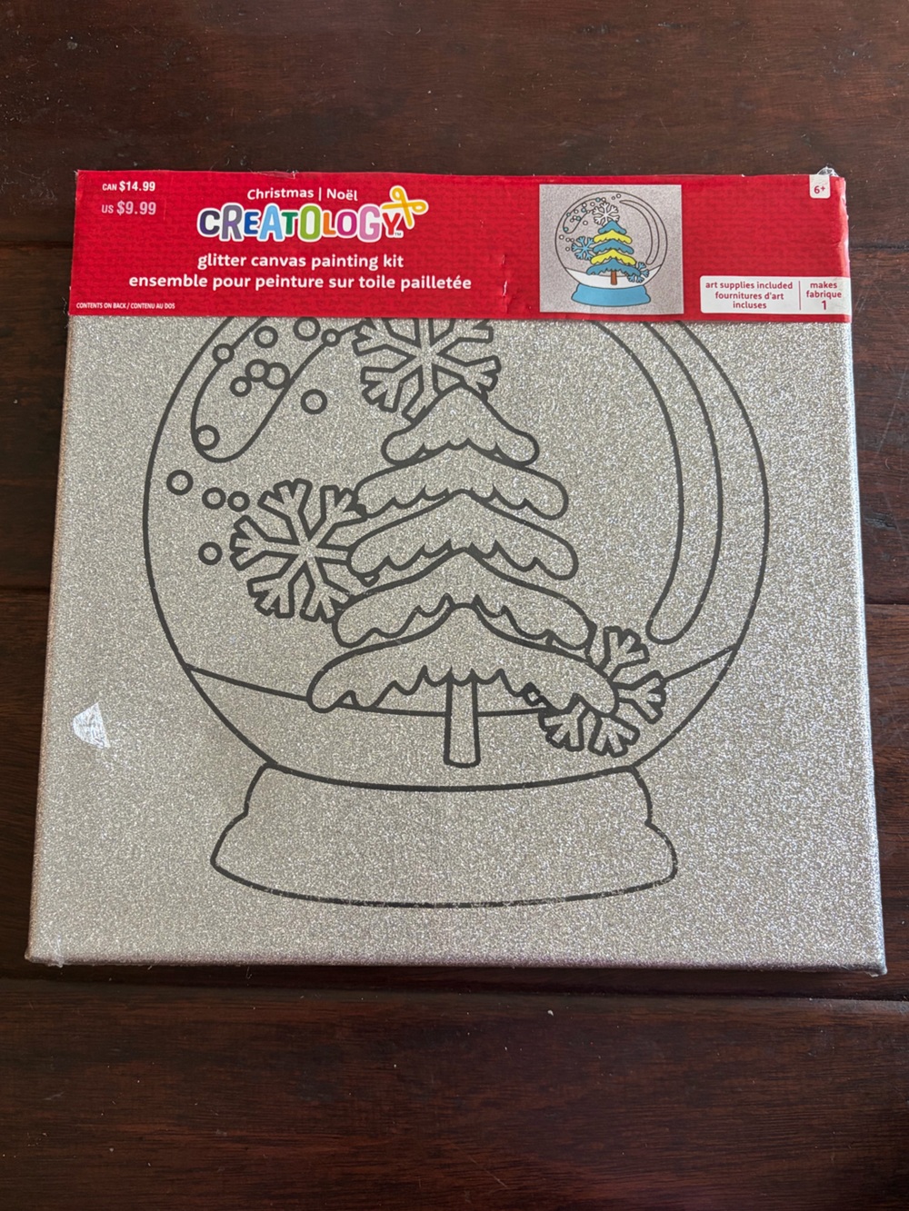 Craft-tastic Glitter Canvas Painting Kit - Silver & Red